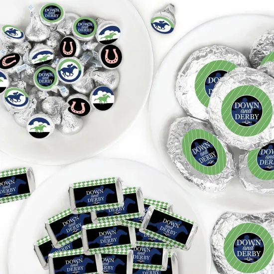 Big Dot of Happiness Kentucky Horse Derby - Mini Candy Bar Wrappers, Round Candy Stickers & Circle Stickers - Party Candy Favor Sticker Kit - 304 Pcs {1}
