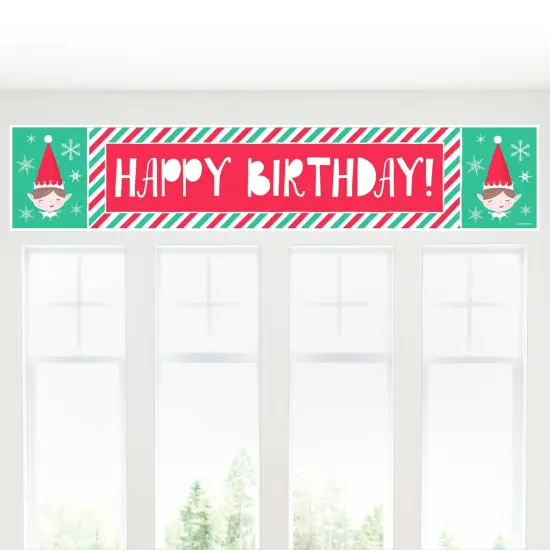Big Dot of Happiness Elf Squad - Kids Elf Christmas and Happy Birthday Decorations Party Banner {6}