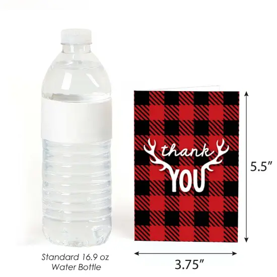 Big Dot of Happiness Prancing Plaid - Christmas and Holiday Buffalo Plaid Party Thank You Cards (8 Count) {4}