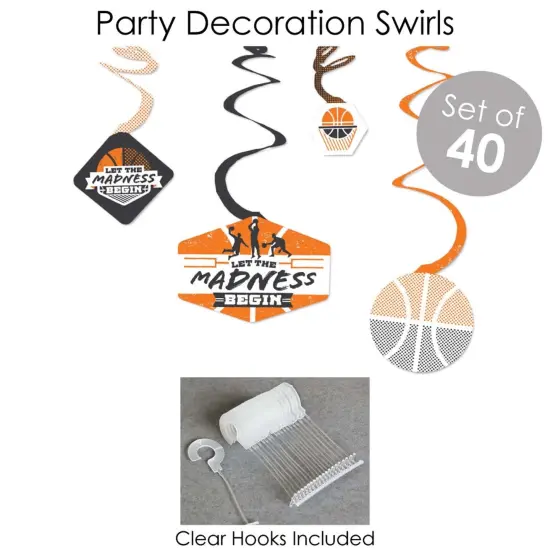 Big Dot of Happiness Basketball - Let The Madness Begin - College Basketball Party Supplies - Banner Decoration Kit - Fundle Bundle {6}