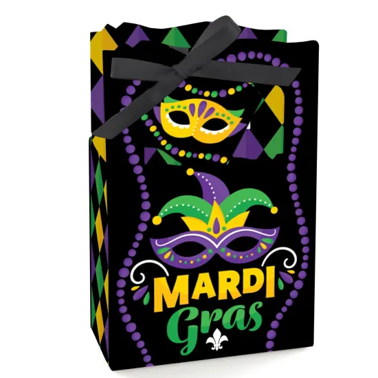 Big Dot of Happiness Colorful Mardi Gras Mask - Masquerade Party Favor Boxes - Set of 12 {1}