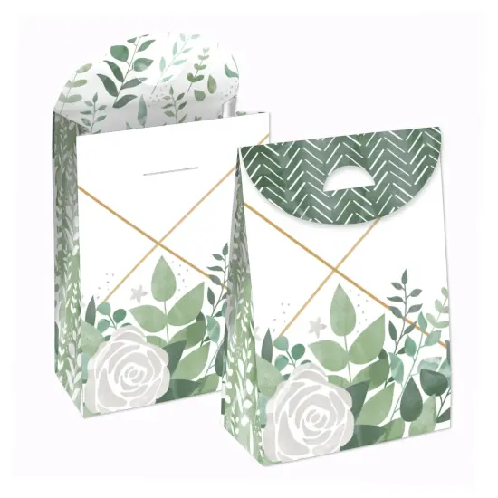 Big Dot of Happiness Boho Botanical - Greenery Gift Favor Bags - Party Goodie Boxes - Set of 12 {1}