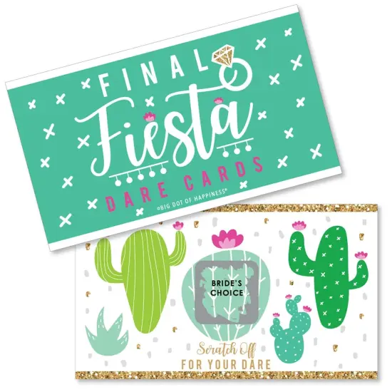 Big Dot of Happiness Final Fiesta - Last Fiesta Bachelorette Party Game Scratch Off Dare Cards - 22 Count {1}
