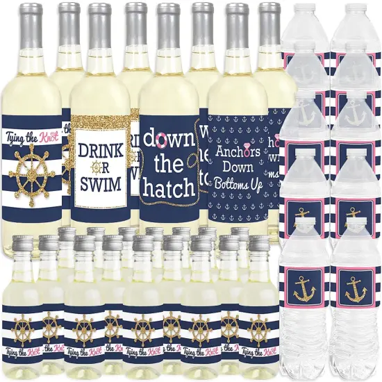 Big Dot of Happiness Last Sail Before the Veil - Nautical Bachelorette and Bridal Shower Decor - Beverage Bar Kit - 34 Pieces {3}
