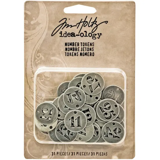 Idea-Ology Metal Number Tokens 31/Pkg-Antique Silver .75" {1}