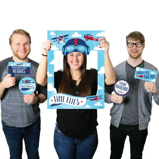Big Dot of Happiness Taking Flight - Airplane - Vintage Plane Party Selfie Photo Booth Picture Frame & Props - Printed on Sturdy Material {1}