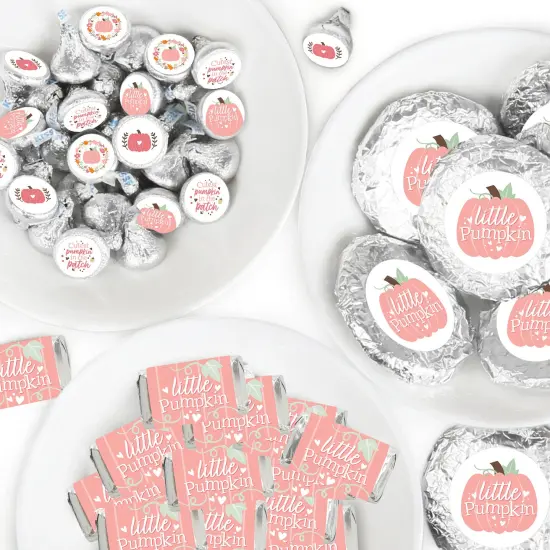 Big Dot of Happiness Girl Little Pumpkin - Fall Birthday Party or Baby Shower Candy Favor Sticker Kit - 304 Pieces {1}