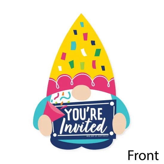 Big Dot of Happiness Gnome Birthday - Shaped Fill-In Invitations - Happy Birthday Party Invitation Cards with Envelopes - Set of 12 {4}