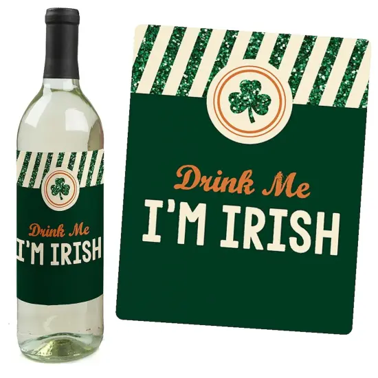 Big Dot of Happiness St. Patrick's Day - Saint Paddy's Day Decorations for Women and Men - Wine Bottle Label Stickers - Set of 4 {3}