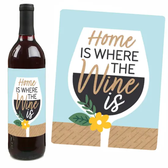 Big Dot of Happiness Welcome Home Housewarming - New Sweet Home Decorations for Women and Men - Wine Bottle Label Stickers - Set of 4 {7}