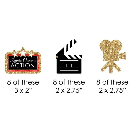 Big Dot of Happiness Red Carpet - Paper Straw Decor - Movie Night Party Striped Decorative Straws - Set of 24 {4}