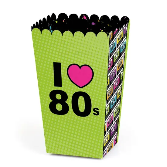 Big Dot of Happiness 80's Retro - Totally 1980s Party Favor Popcorn Treat Boxes - Set of 12 {1}