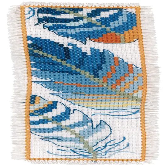 Vervaco Counted Cross Stitch Bookmark Kit 2.4"X8" 2/Pkg-Blue Feathers {6}