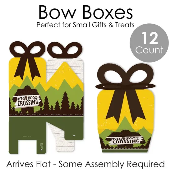 Big Dot of Happiness Sasquatch Crossing - Square Favor Gift Boxes - Bigfoot Party or Birthday Party Bow Boxes - Set of 12 {7}