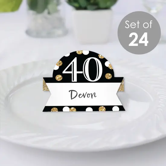 Big Dot of Happiness Adult 40th Birthday - Gold - Birthday Party Tent Buffet Card - Table Setting Name Place Cards - Set of 24 {3}