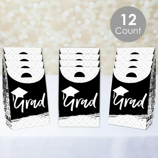Big Dot of Happiness Black and White Grad Best is Yet to Come Graduation Gift Favor Bags Party Goodie Boxes Set of 12 {3}