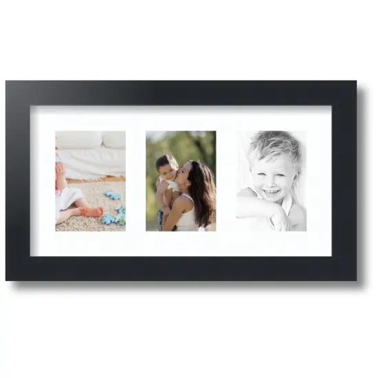 ArtToFrames Collage Photo Picture Frame with 3 - 3.5x5 inch Openings, Framed in Black with Over 62 Mat Color Options and Regular Glass (CSM-3926-29) {7}