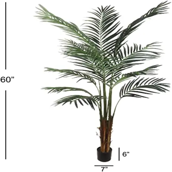 5ft Artificial Areca Palm Tree - 12 Silk Fronds, Black Pot, Set of 2 Indoor Decor, Perfect for Homes, Offices, and Patios - Year-Round Tropical Accent, Floral Home by Artificial Flowers {2}