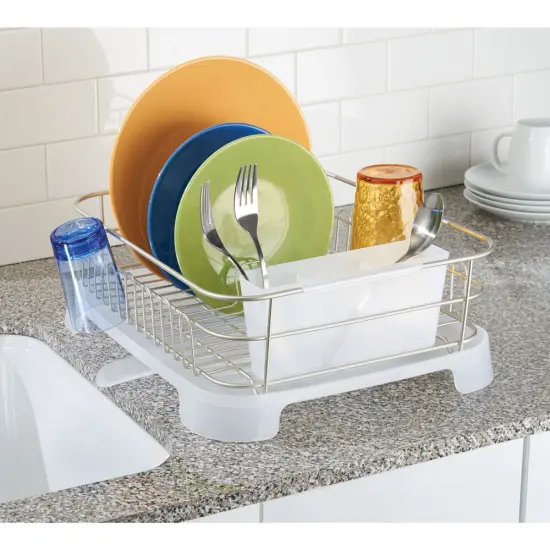 mDesign Alloy Steel Sink Dish Drying Rack Holder with Swivel Spout {2}