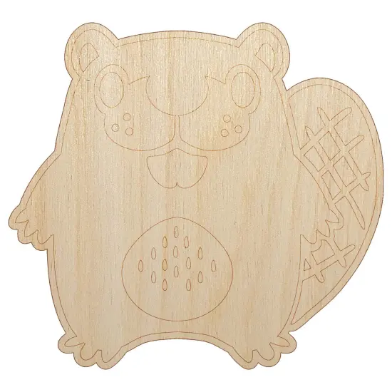 Kawaii Cute Beaver Buddy Unfinished Wood Shape Piece Cutout for DIY Craft Projects {7}