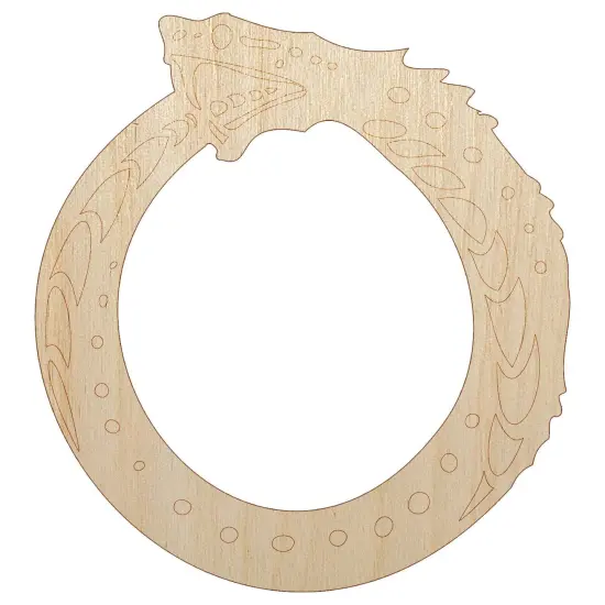 Ouroboros Serpent Snake Eating Tail Ring Circle Unfinished Wood Shape Piece Cutout for DIY Craft Projects {7}
