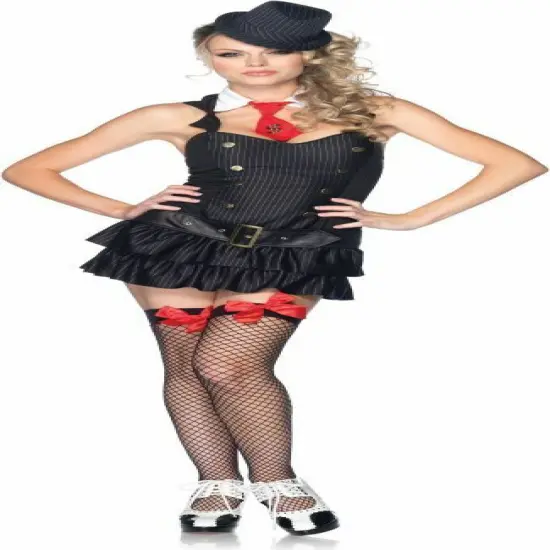 Leg Avenue Women's Black Mafia Princess Women's Halloween Costume - Size Med/ Large Blue {1}