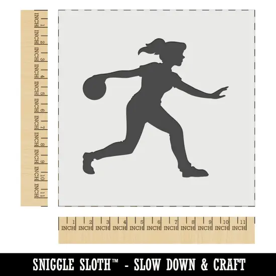Woman Bowler Bowling Ball Side View Wall Cookie DIY Craft Reusable Stencil {1}
