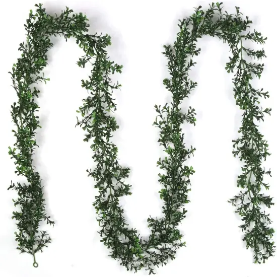 9-Foot Artificial Boxwood Leaf Garland - Add a touch of nature to your home decor {1}