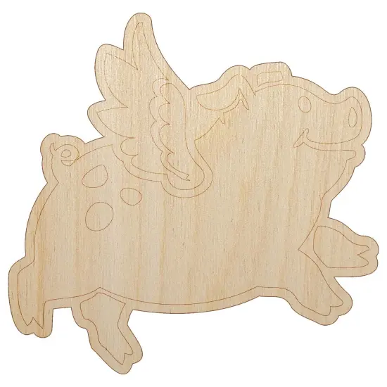 Flying Pig with Wings Unfinished Wood Shape Piece Cutout for DIY Craft Projects {7}