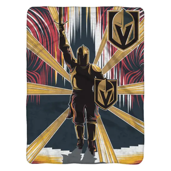 Sleep Squad Vegas Golden Knights Knight 60&rdquo; x 80&rdquo; Raschel Plush Hockey Blanket {2}