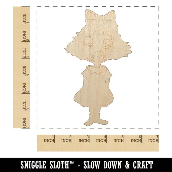 Creepy Spooky Horror Girl Doll Puppet Unfinished Wood Shape Piece Cutout for DIY Craft Projects {1}