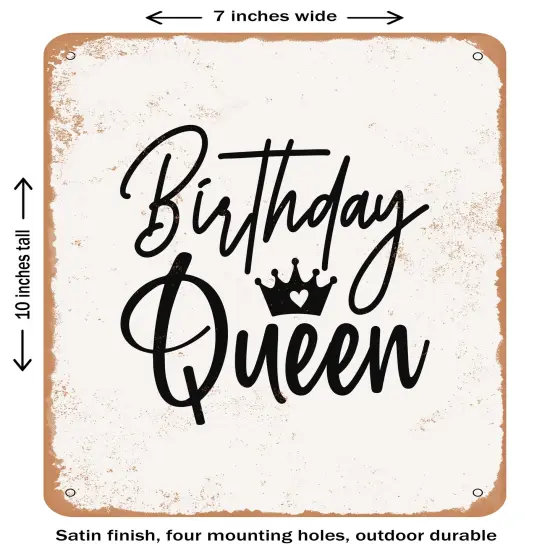 DECORATIVE METAL SIGN - Birthday Queen - 3- Vintage Rusty Look {1}