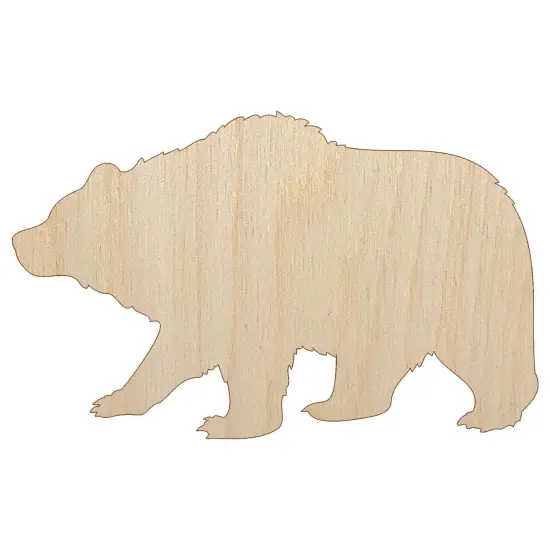 Fuzzy Grizzly Bear Silhouette Unfinished Wood Shape Piece Cutout for DIY Craft Projects {2}