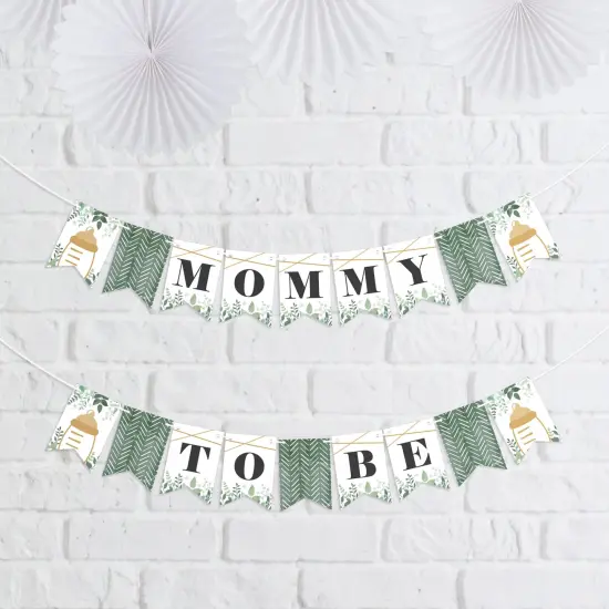 Big Dot of Happiness Boho Botanical Baby - Greenery Baby Shower Mini Pennant Banner - Mommy To Be {1}