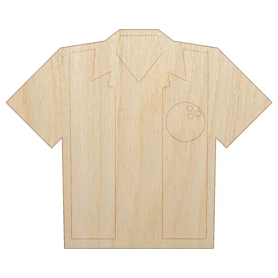 Bowling Shirt Striped Retro Style Unfinished Wood Shape Piece Cutout for DIY Craft Projects {7}