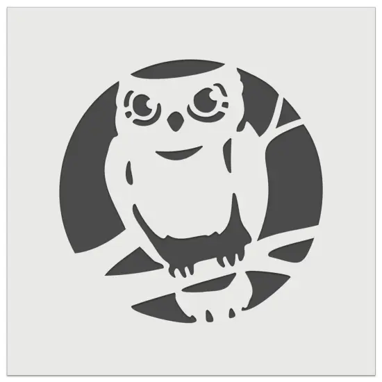 Wise Old Owl Sitting on Branch Wall Cookie DIY Craft Reusable Stencil {7}