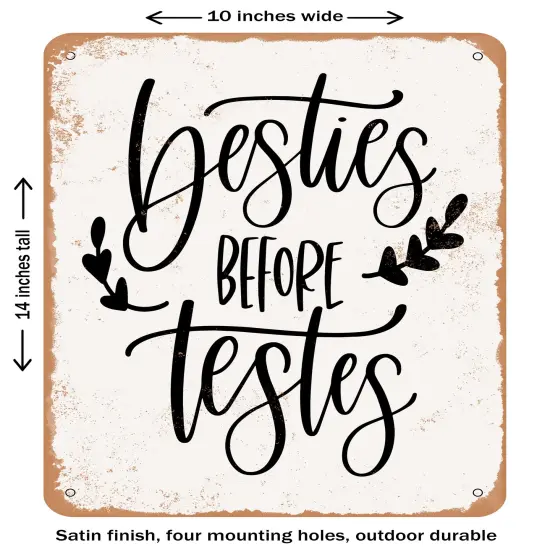 DECORATIVE METAL SIGN - Besties Before Testes- Vintage Rusty Look {1}