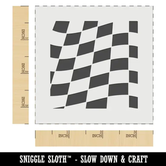 Waving Racing Checkered Flag Pattern Wall Cookie DIY Craft Reusable Stencil {5}