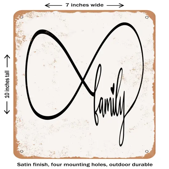 DECORATIVE METAL SIGN - Infinite Family- Vintage Rusty Look {1}