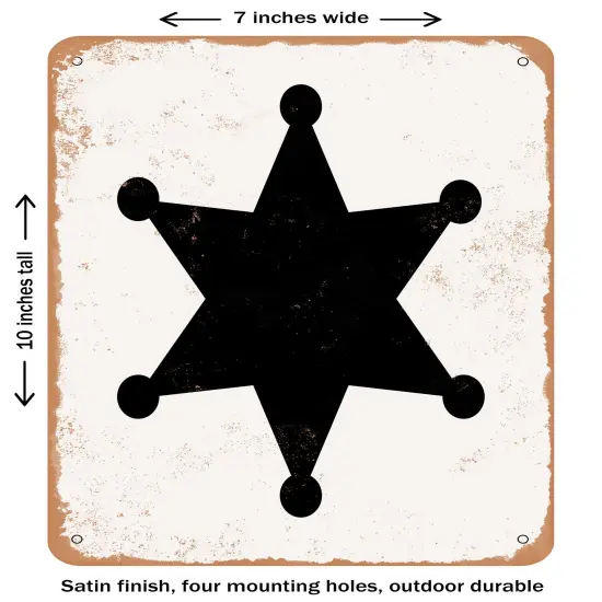 DECORATIVE METAL SIGN - Cowboy Badge - 2- Vintage Rusty Look {1}