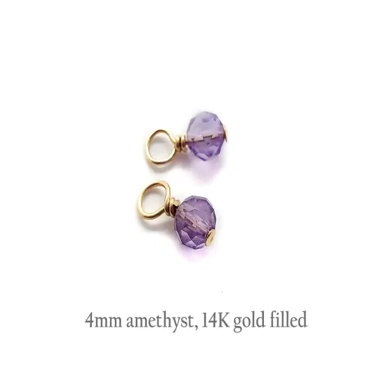 Tiny Amethyst Charms with 14K Gold-Filled Wire, 2 pieces, Adorabilities {2}