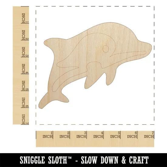 Cute Chibi Striped Dolphin Unfinished Wood Shape Piece Cutout for DIY Craft Projects {1}