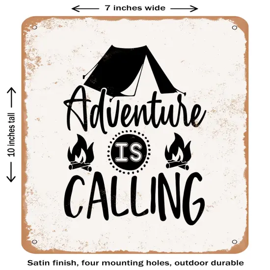 DECORATIVE METAL SIGN - Adventure is Calling - 2- Vintage Rusty Look {2}