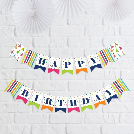 Big Dot of Happiness Cheerful Happy Birthday - Colorful Birthday Party Mini Pennant Banner - Happy Birthday {1}