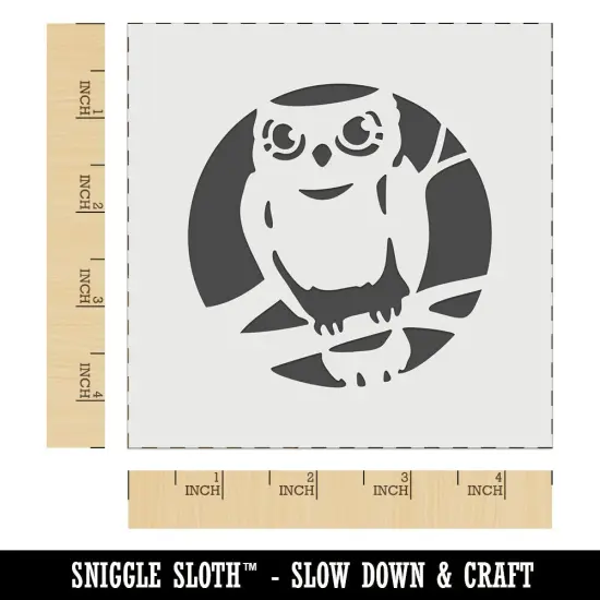 Wise Old Owl Sitting on Branch Wall Cookie DIY Craft Reusable Stencil {6}
