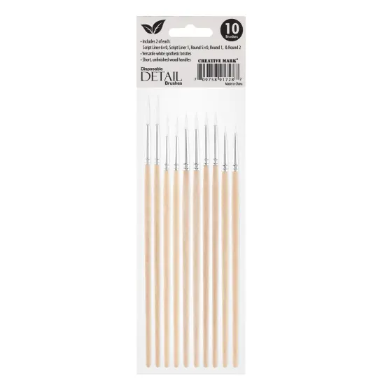 Creative Mark Disposable Detail Brushes - 100 Pack - Disposable Detail Brushes for One-Time Use Painting, Commissions, Miniatures, Crafts {3}