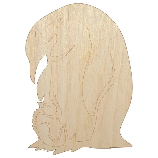 Cute Emperor Penguin Mother with Baby Chick Unfinished Wood Shape Piece Cutout for DIY Craft Projects {7}