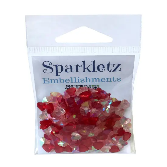 Buttons Galore Sparkletz DIY Craft Embellishments 18 Grams - 3 Packs of Red Hearts {2}