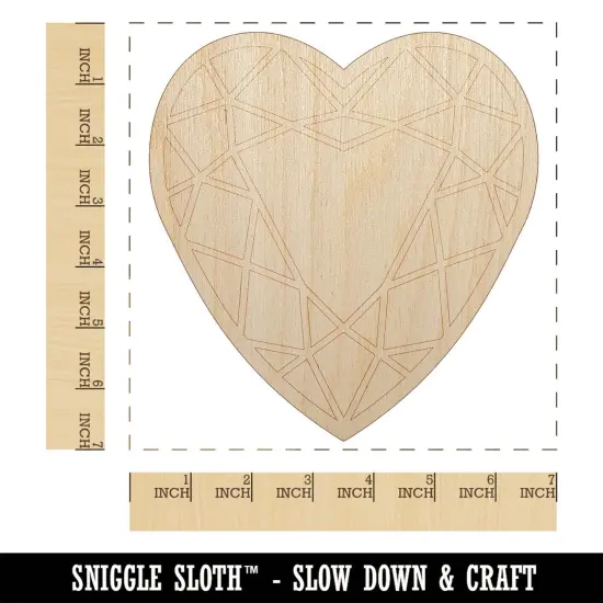 Heart Gem Cut Diamond Jewelry Unfinished Wood Shape Piece Cutout for DIY Craft Projects {1}
