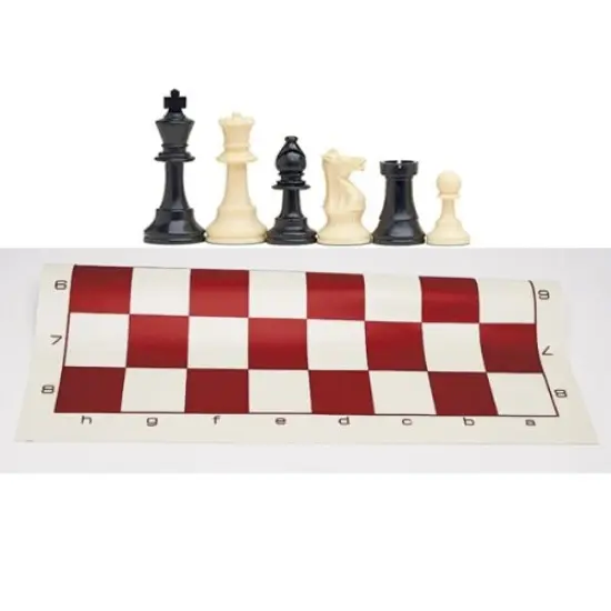 WE Games Best Value Tournament Chess Set - Plastic Staunton Chess Pieces and Roll-Up Vinyl Chess Board {7}